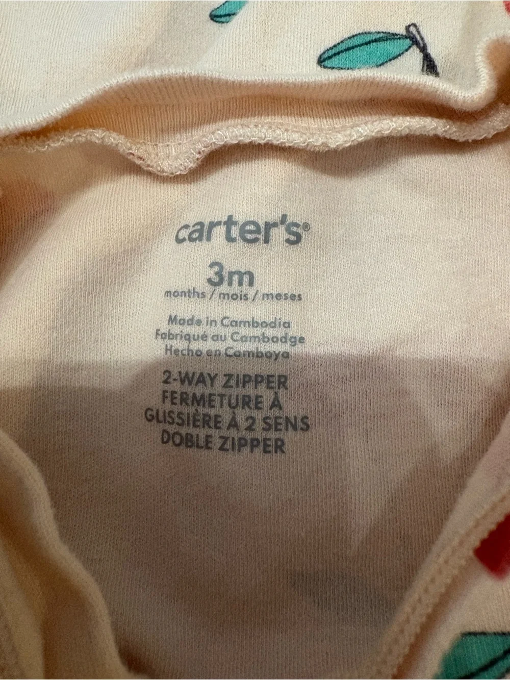 Carter's Pink Cherry Print Footed One-Piece Pajamas